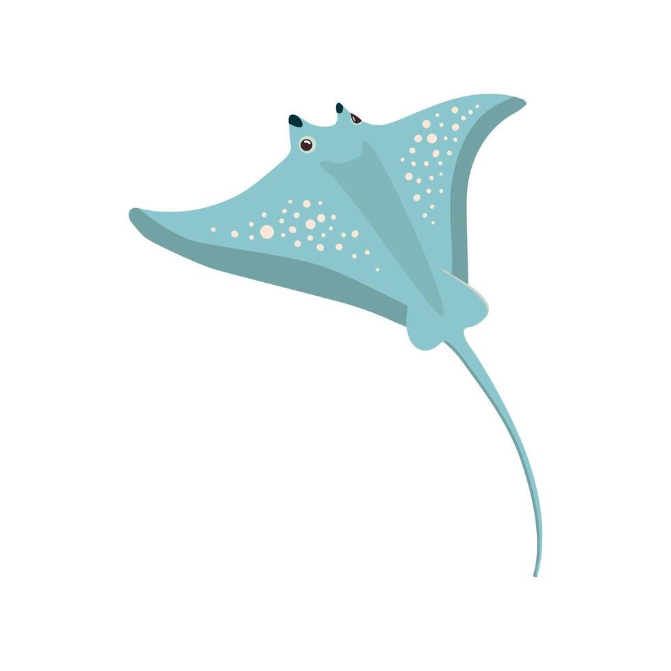 Cartoon stingray animal. Isolated on a white background. Illustration with a sea animal on a marine theme. vector
