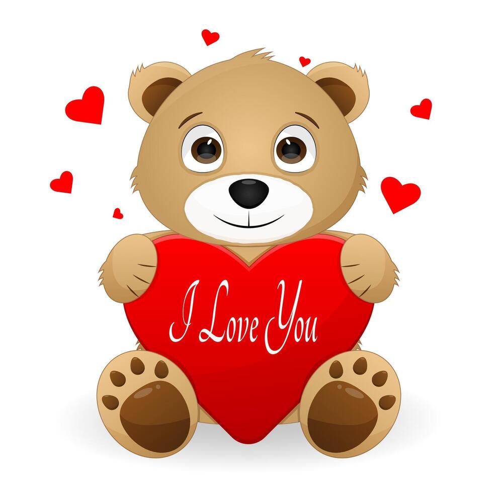 Teddy bear holding a heart with text vector