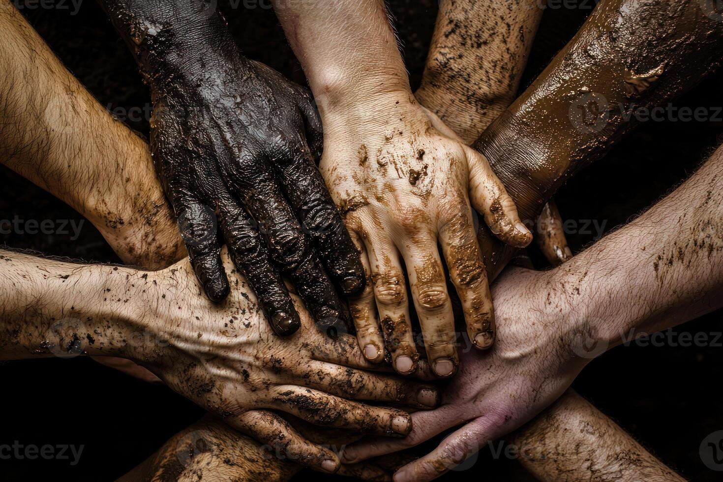 United hands showing support and connection through shared experiences, symbolizing community love and diverse representation photo