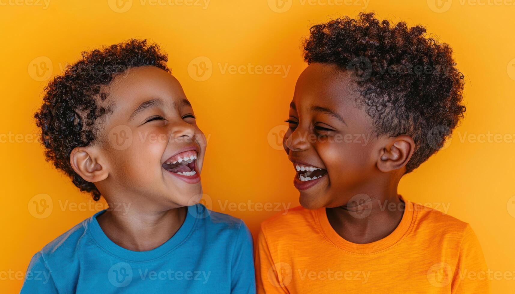 Joyful siblings sharing laughter and playful emotional connection, showcasing brotherly love and strong childhood bond vibrant photo