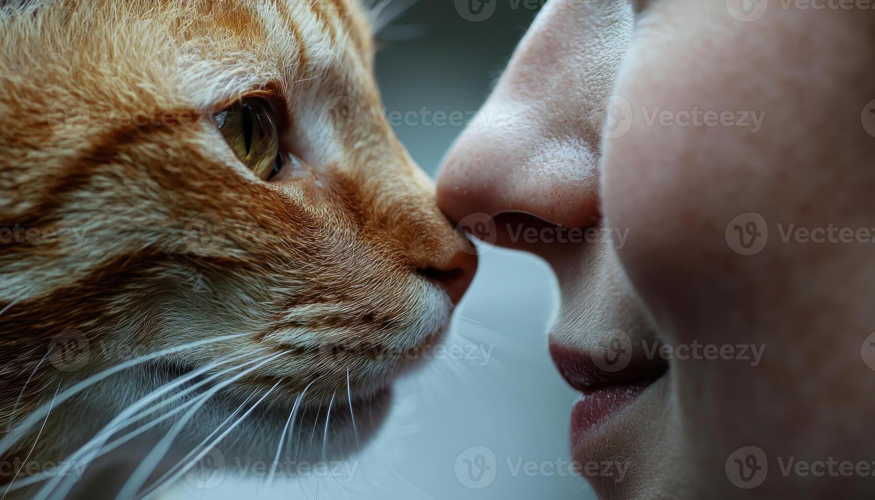 Tender emotional connection between pet and owner, showcasing devoted love and loyal bond in close up view. photo