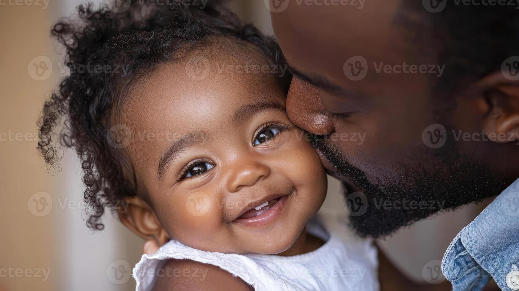 Parent kissing child forehead, displaying deep love and care, creating joyful moment together photo