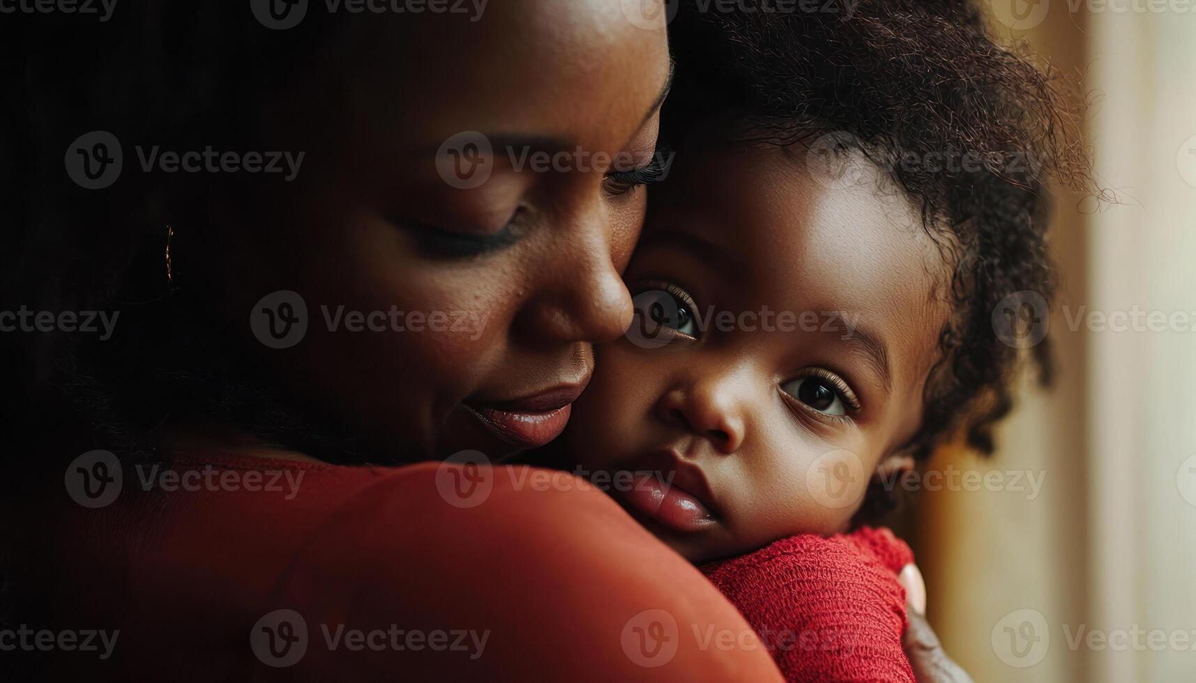 mother embracing her child, showcasing powerful emotional connection and unconditional love. soft focus enhances secure bond photo