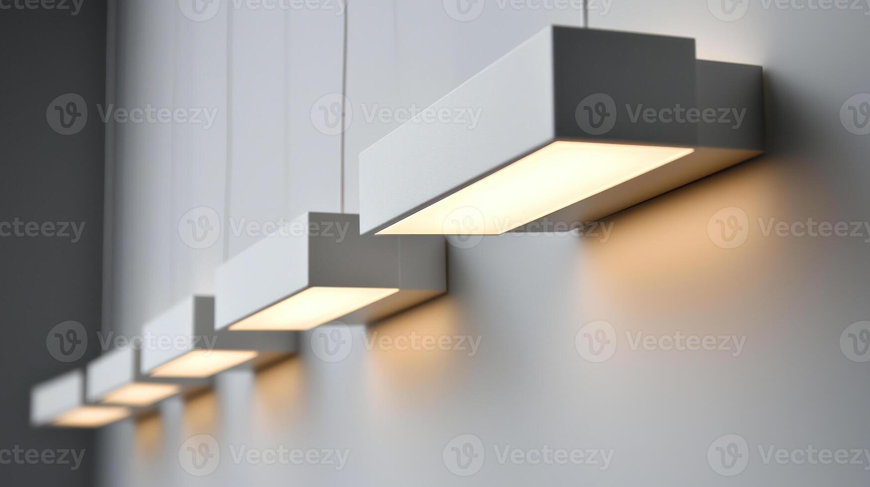 Efficient modular lighting system enhancing modern workspace with energy conscious design. photo