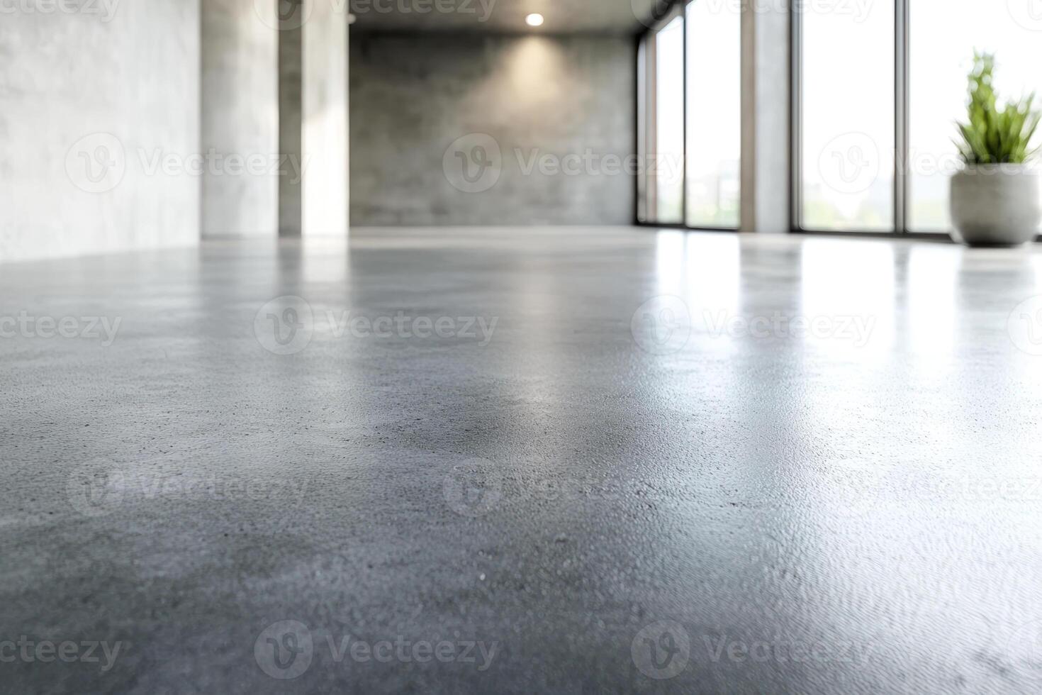Calm concrete floor smooth texture desaturated palette modern room interior looks peaceful photo