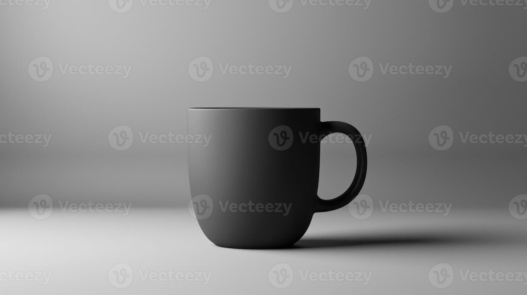 Empty ceramic mug matte finish desaturated neutral tones minimalist on smooth surface showing simplicity photo