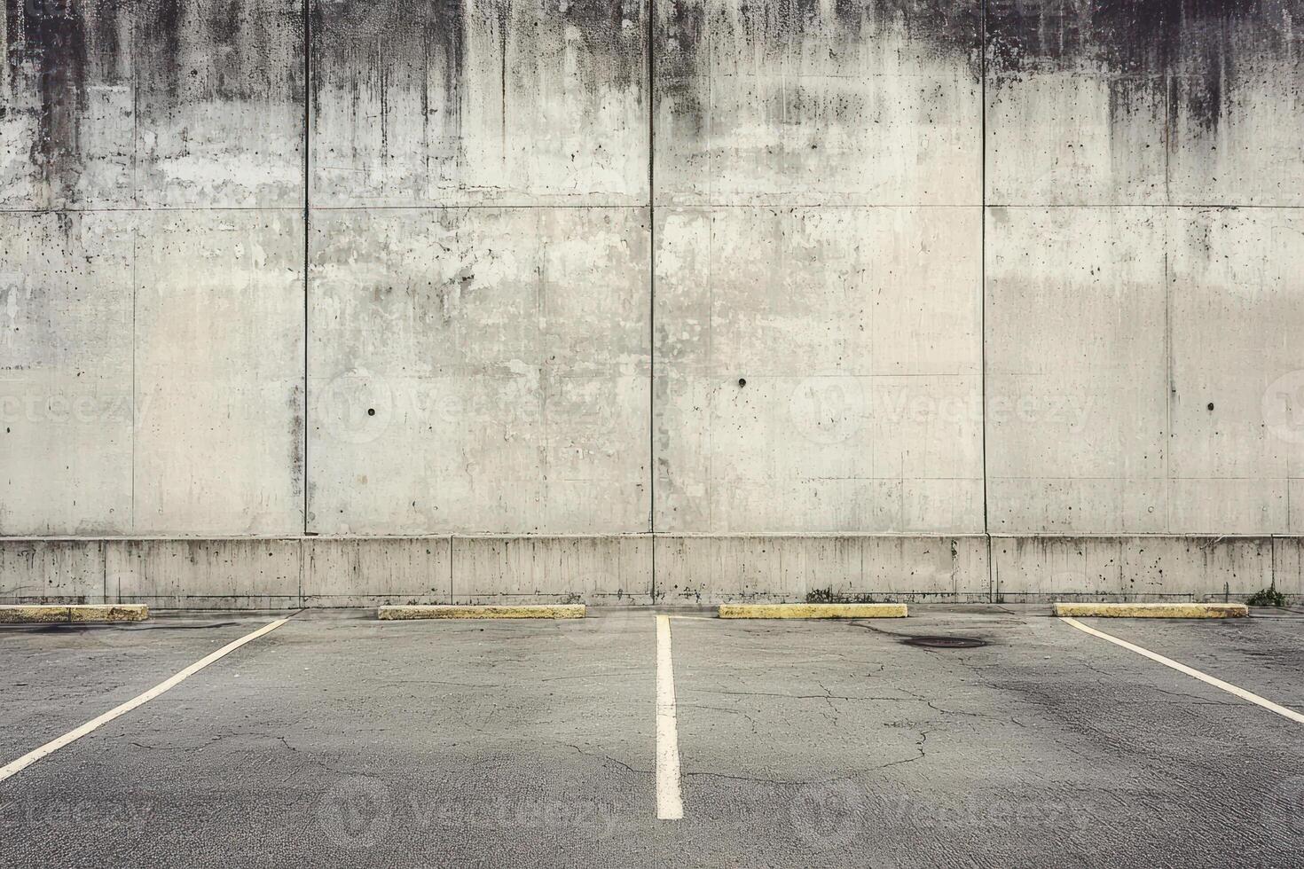 desaturated loading dock muted concrete industrial zone with diffused light parking lot photo