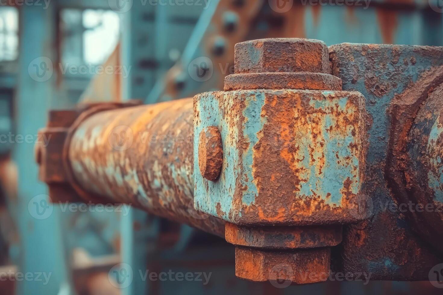 Desaturated rusty metal calm closeup industrial texture, this detailed view showing aged structure photo