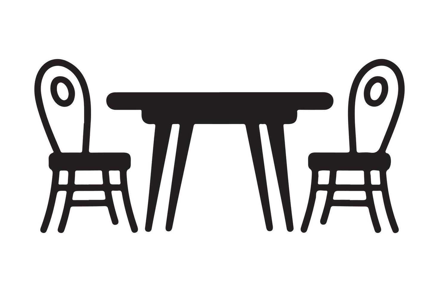Black Silhouette Furniture Icons of Table and Chairs vector