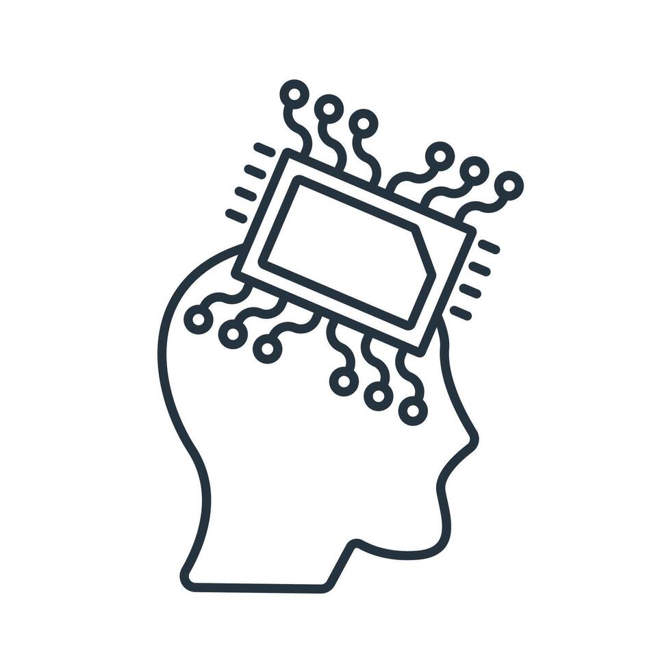 Artificial intelligence flat icons symbol line elements for infographic web vector