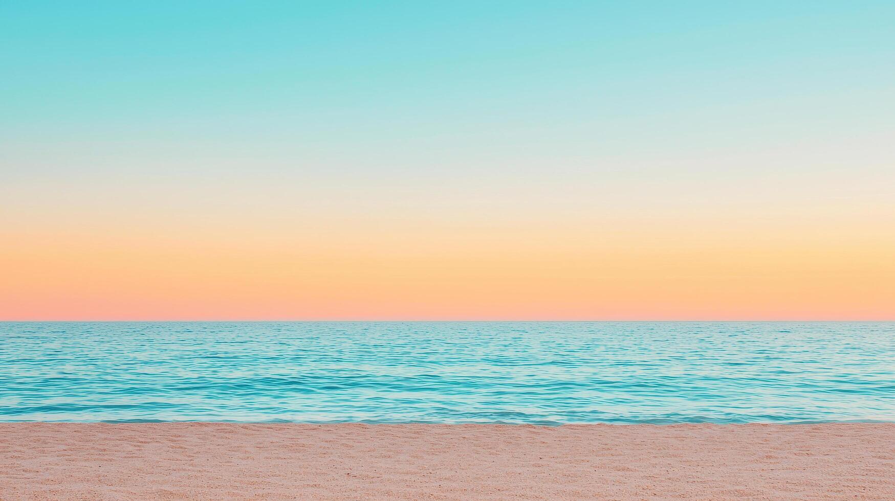 Serene Pastel Sunset Seascape Calm Ocean Waves on Sandy Beach photo