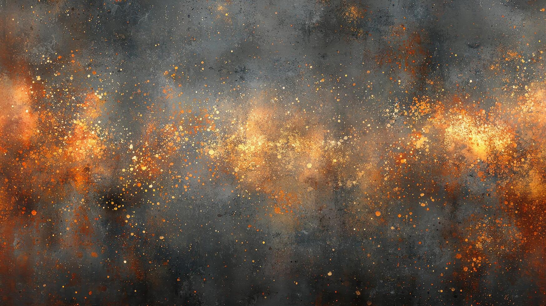 Abstract Cosmic Nebula Texture Gold Orange and Gray Splashes on Dark Background photo