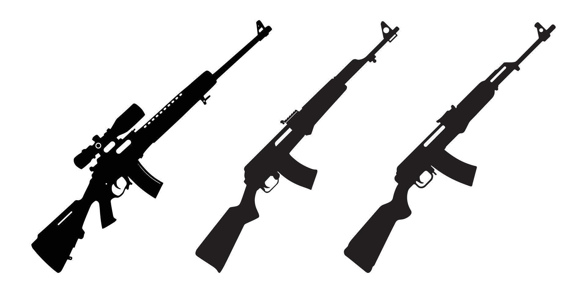 rifle silhouette set. design white background vector