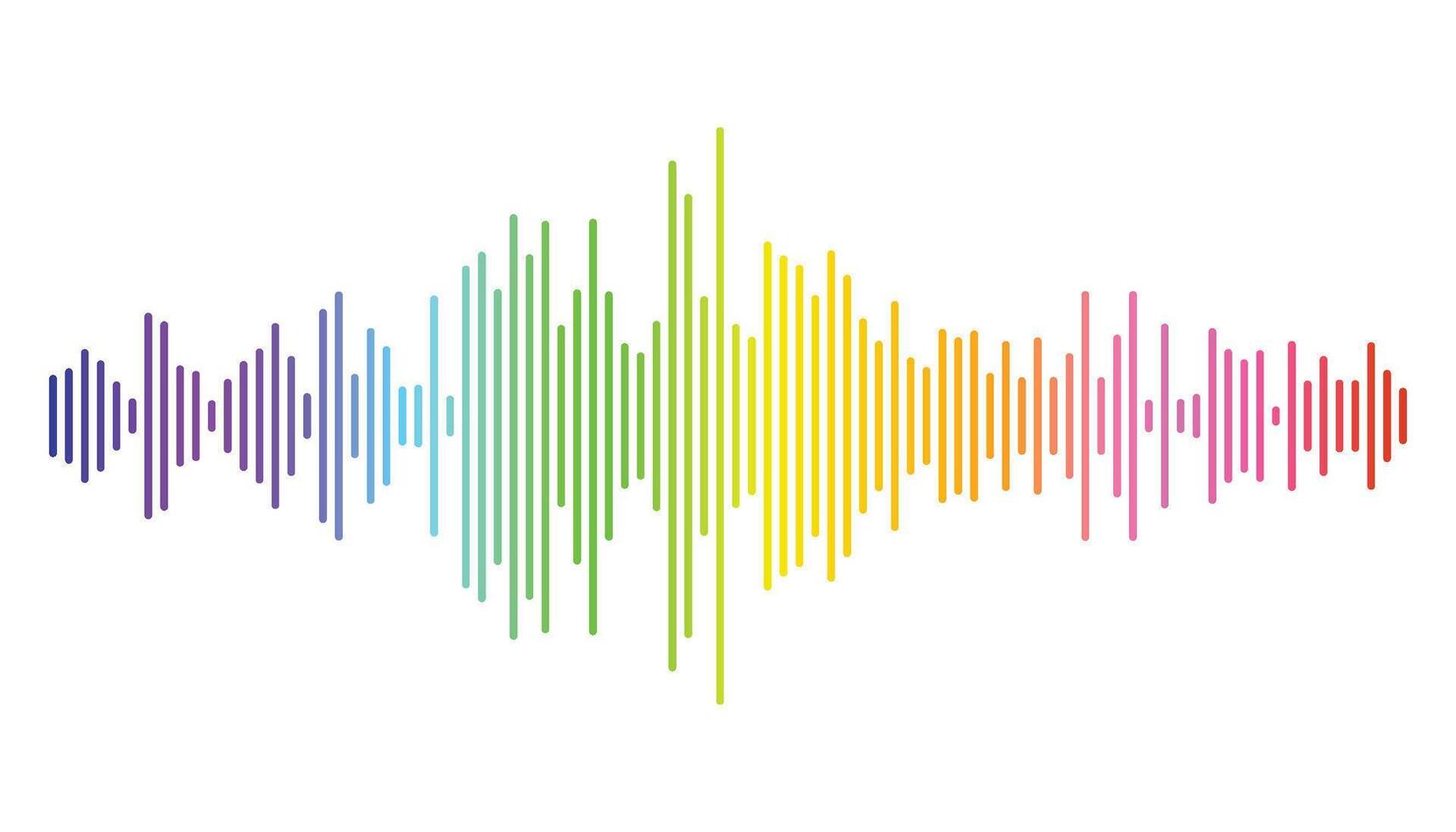 Colorful sound wave rhythm. Audio track in rainbow colors isolated on white background. vector