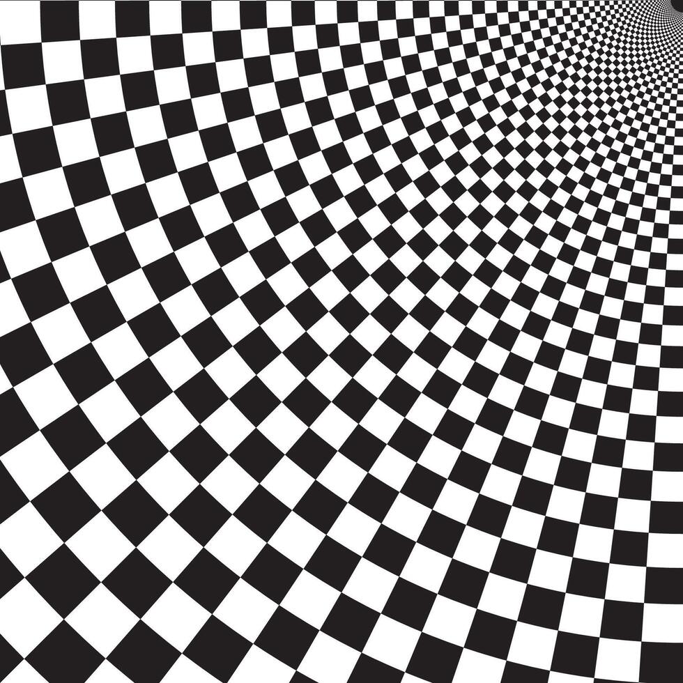 Optical checkered illusion background. Magic psychedelic pattern, swirl illusions and hypnotic abstract card. vector