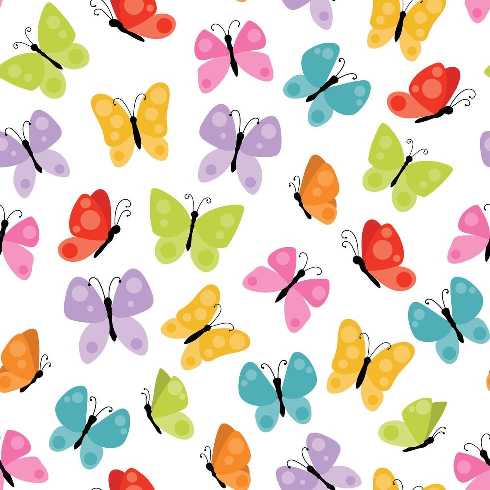 Cute butterflies seamless pattern. Summer insects. vector