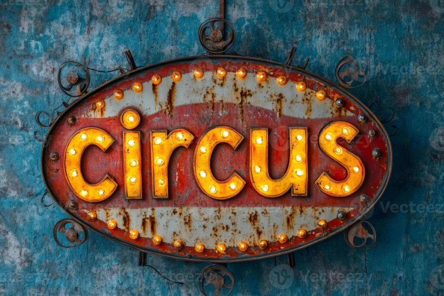 Illuminated circus sign displaying entertainment photo