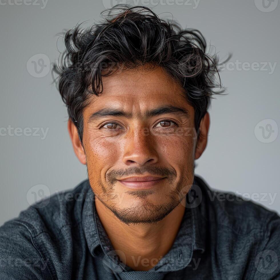 A close-up portrait of a man with a warm smile photo