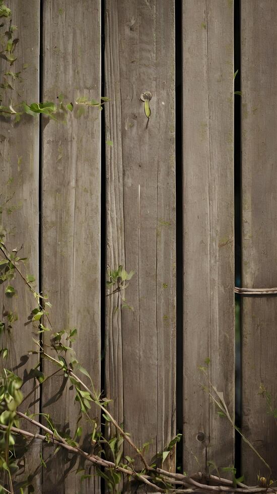 A minimalist fence casts soft shadows on a vertical background, with muted tones and clear areas for text. photo