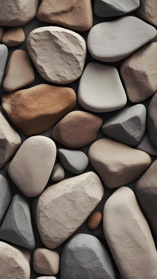 A minimalist vertical photo of natural rock textures in muted tones, creating a calm and open design feel.
