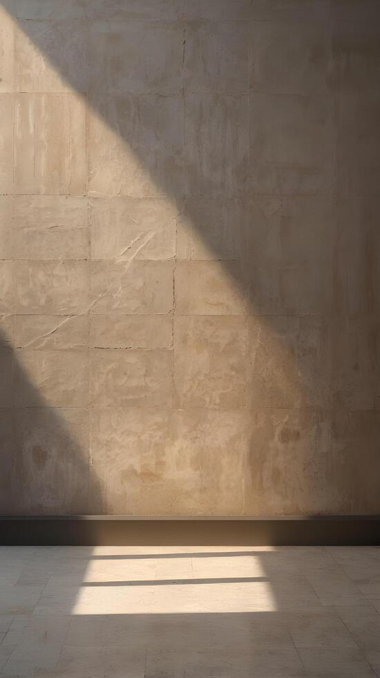The vertical composition captures soft shadows and light patterns on a neutral wall, leaving space for added design elements. photo