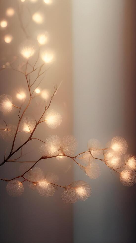A minimalist vertical background of gentle, glowing light beams in neutral tones, perfect for modern designs. photo