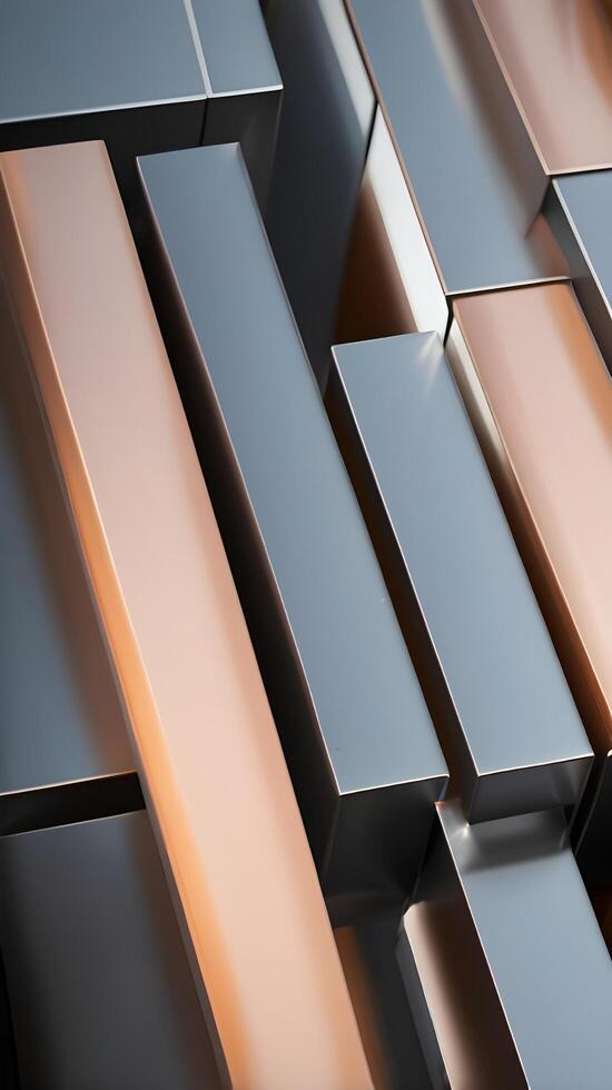 A sleek vertical capture of steel beams in a minimalist design, featuring clean lines and an open space ideal for text overlays. photo