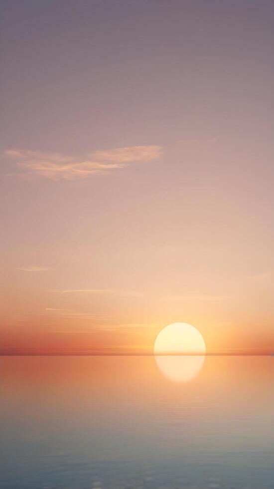 A vertical composition of a peaceful pastel sunrise over the horizon, with open space for text or design use. photo