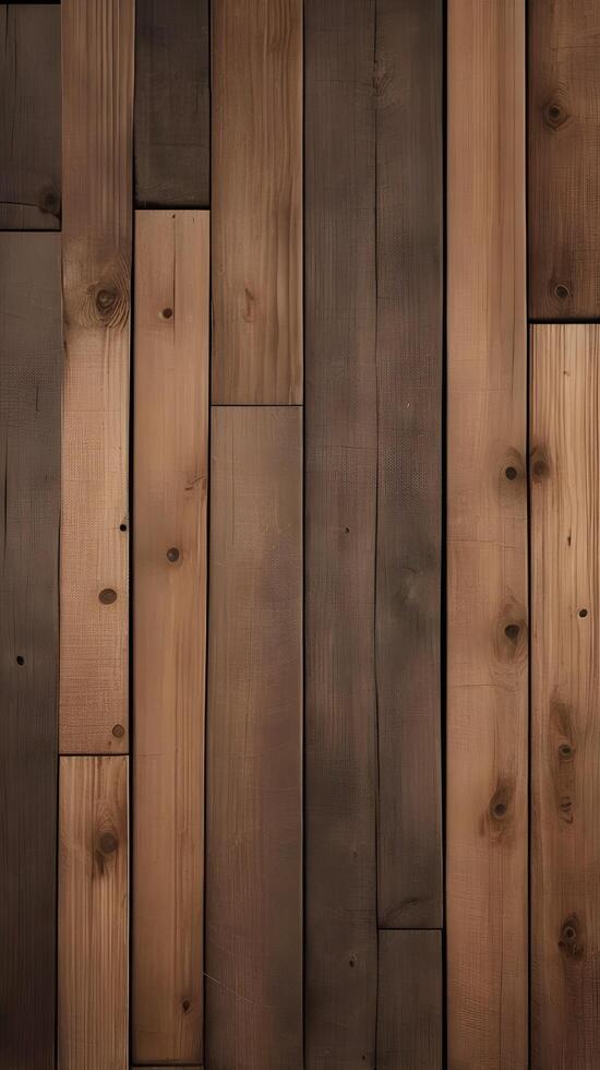 A detailed vertical shot of aged wooden planks with soft lighting and clear gaps for text overlay. photo