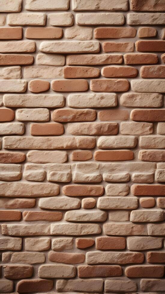 A vertical composition of a minimalist brick wall in neutral tones, perfect for overlaying text or graphics. photo