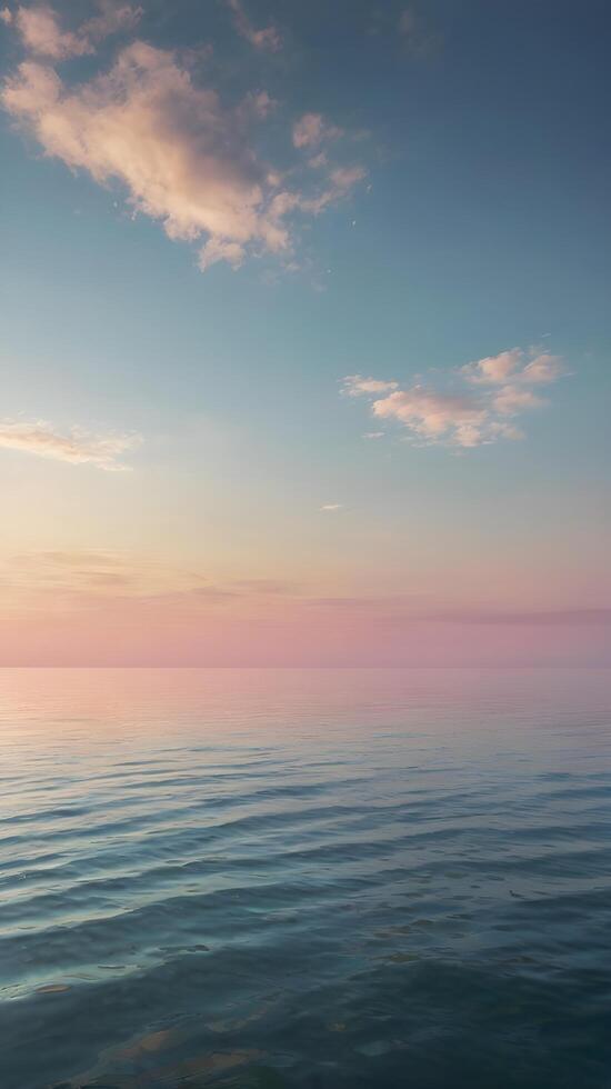 A vertical composition of a smooth gradient on the horizon, blending soft colors to create a tranquil, open background. photo