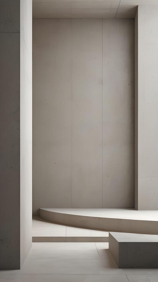 A minimalist vertical background of smooth concrete with faint linear patterns, creating a modern aesthetic with blank space. photo