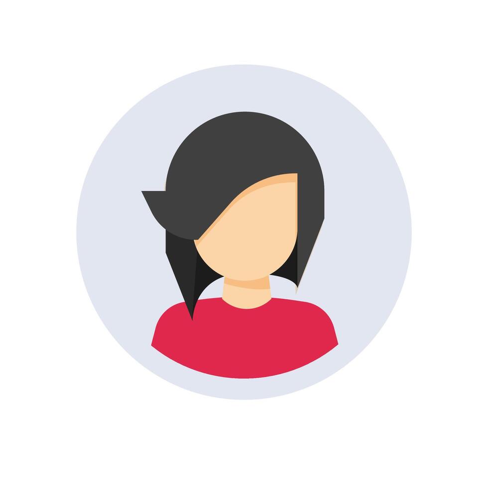 User profile or my account avatar login icon with woman female face smile symbol flat , human lady person member sign isolated on white background vector