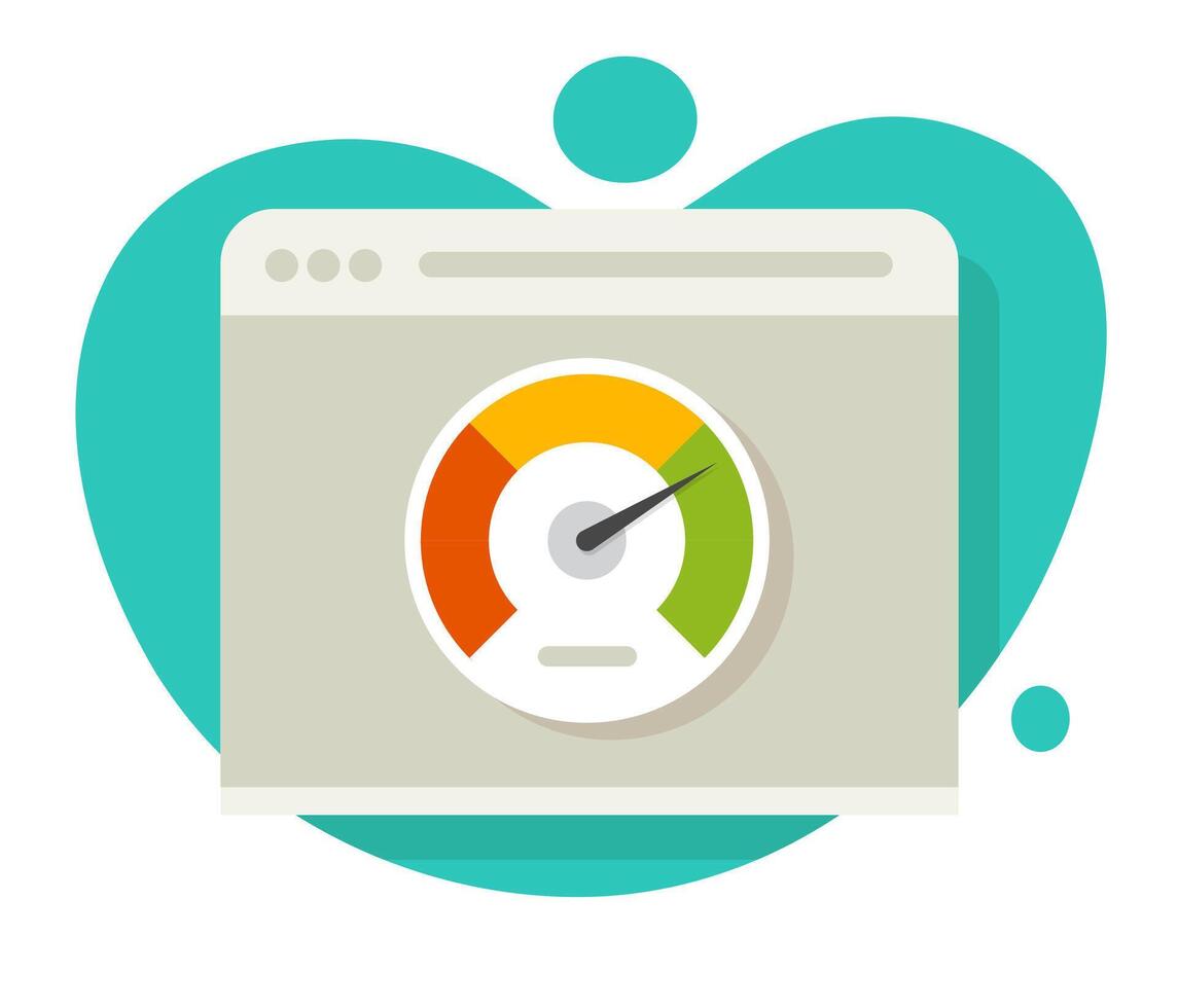 Speed of website loading icon and internet page performance test or idea of seo optimization web site check flat illustration, fast loading time speedometer of downloading symbol vector