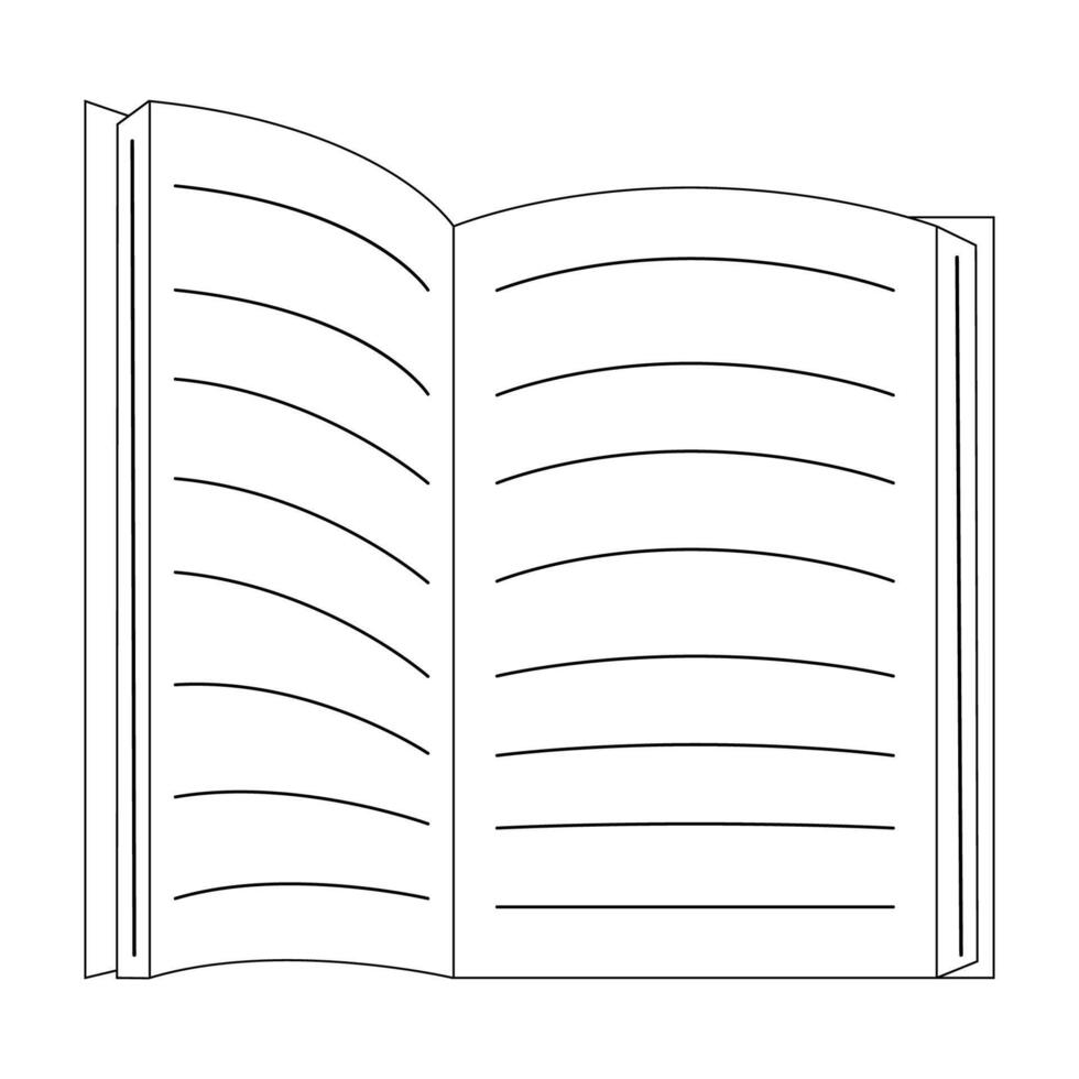 Coloring page of open book vector