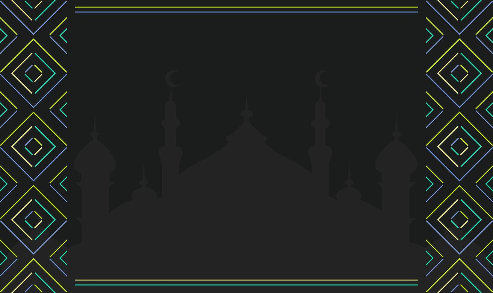 Black Islamic background with a simple minimalist frame vector