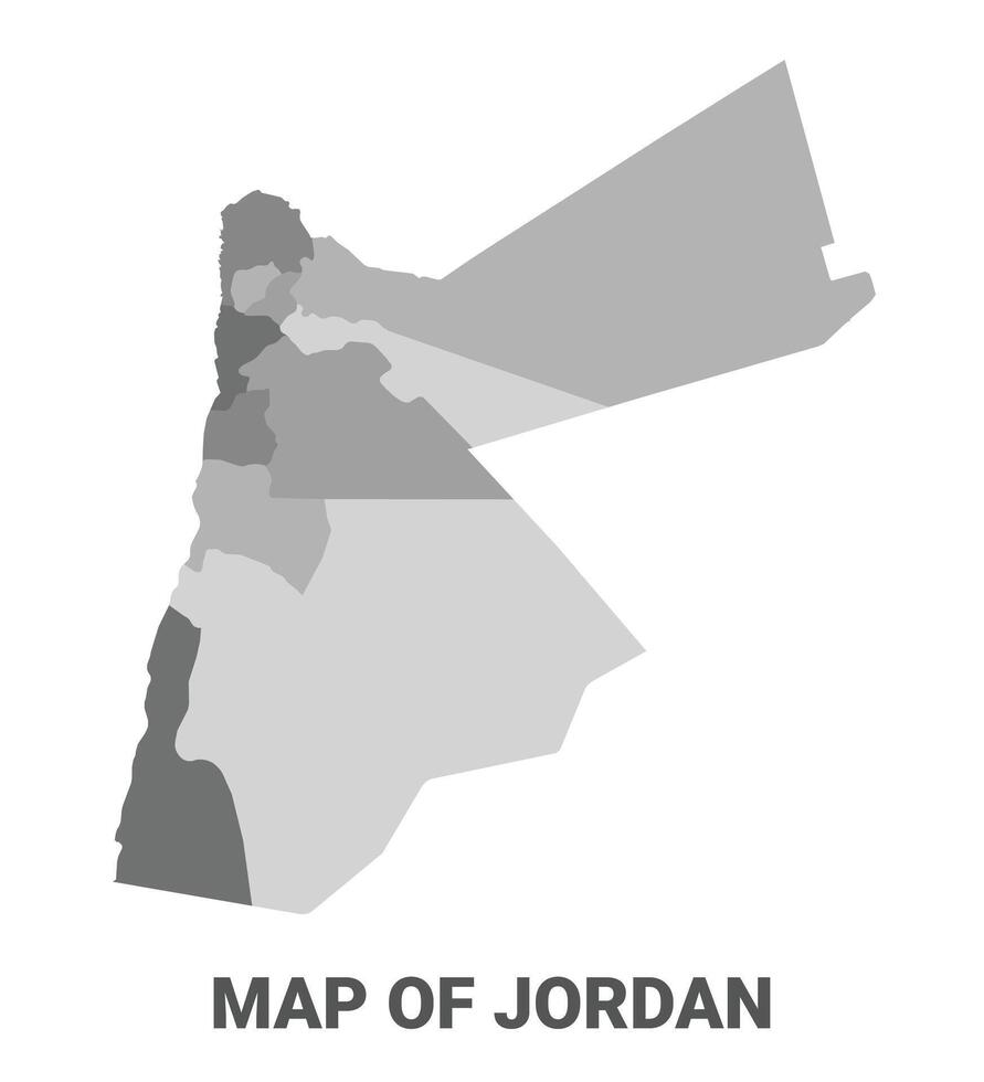 Jordan Greyscale political map simple flat illustration vector