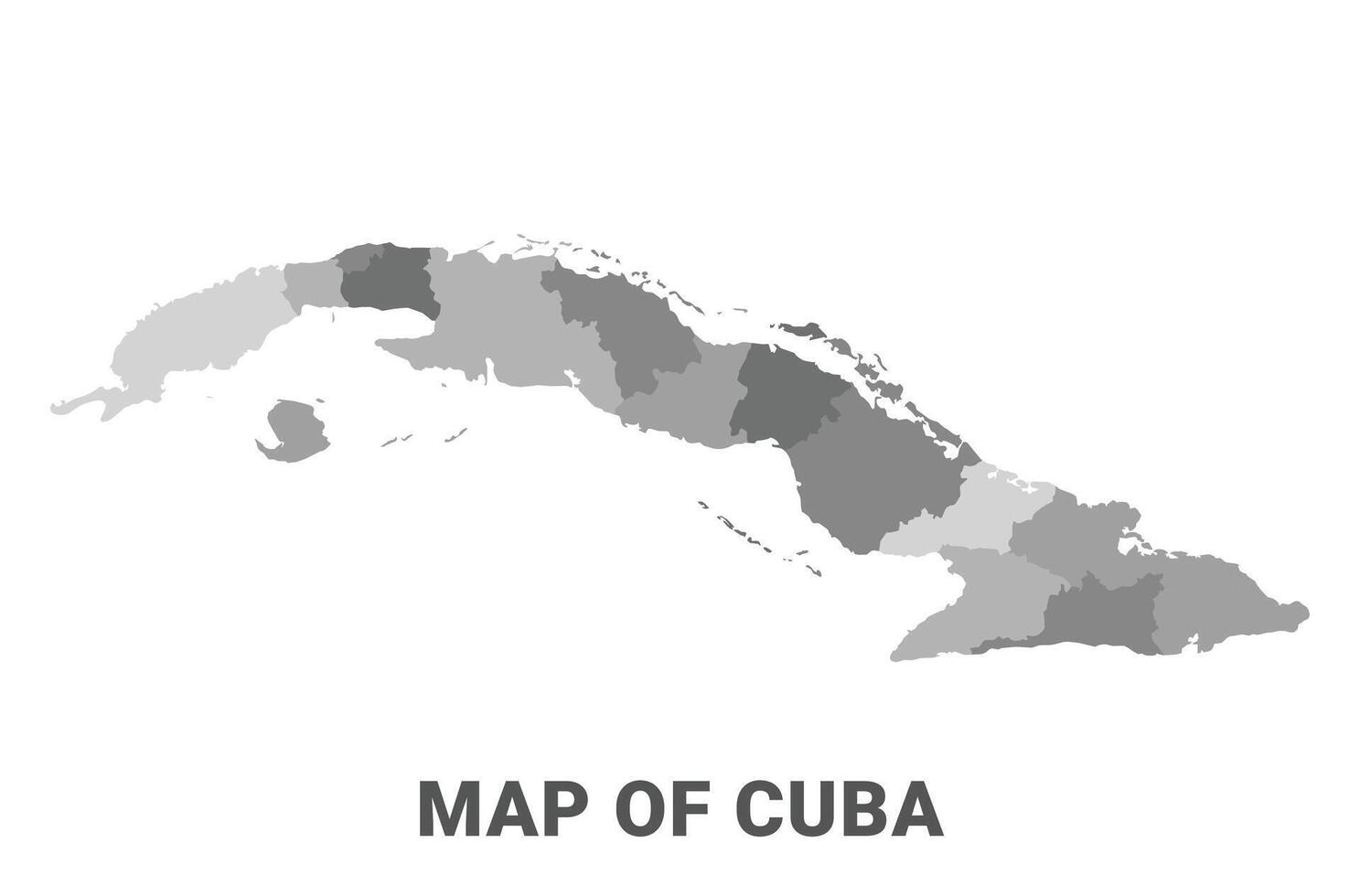 Cuba Greyscale political map simple flat illustration vector