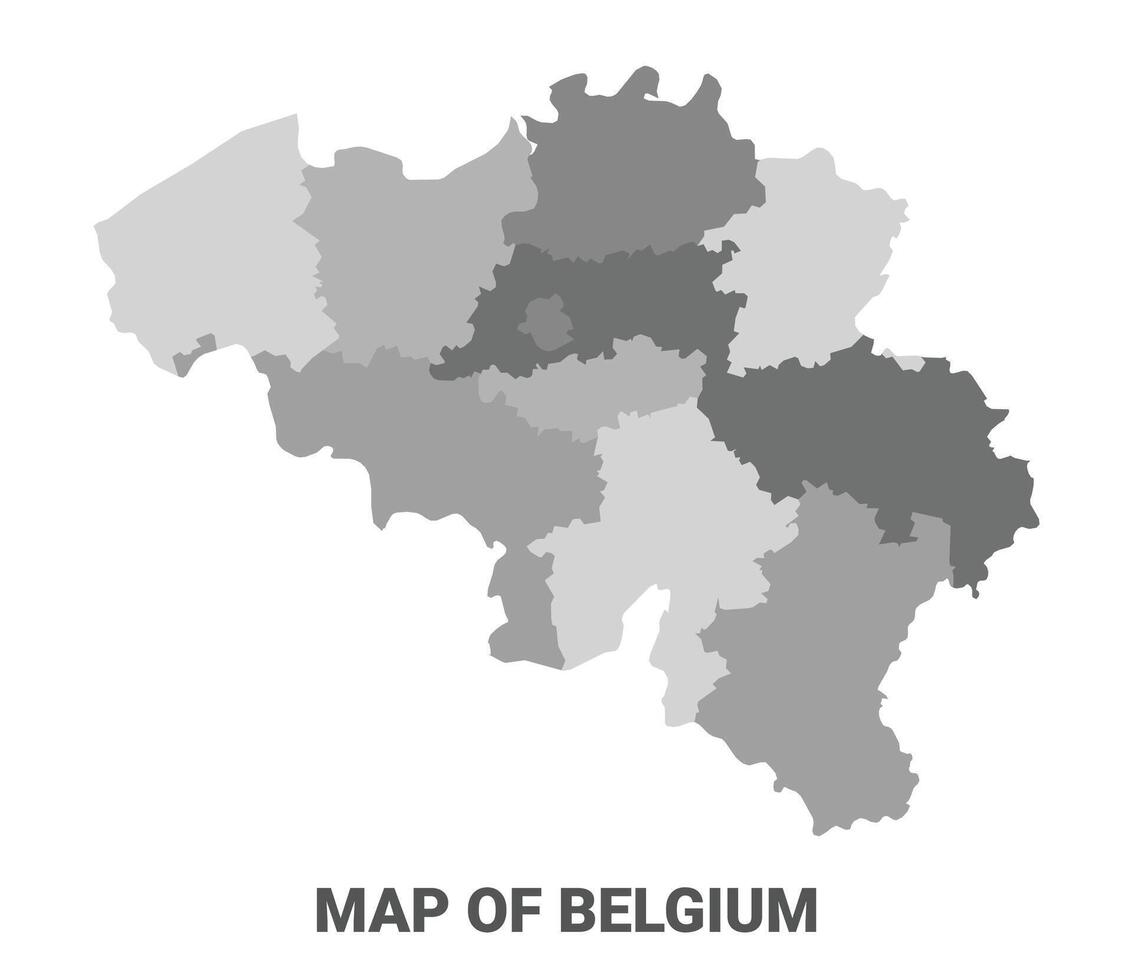 Belgium Greyscale political map simple flat illustration vector