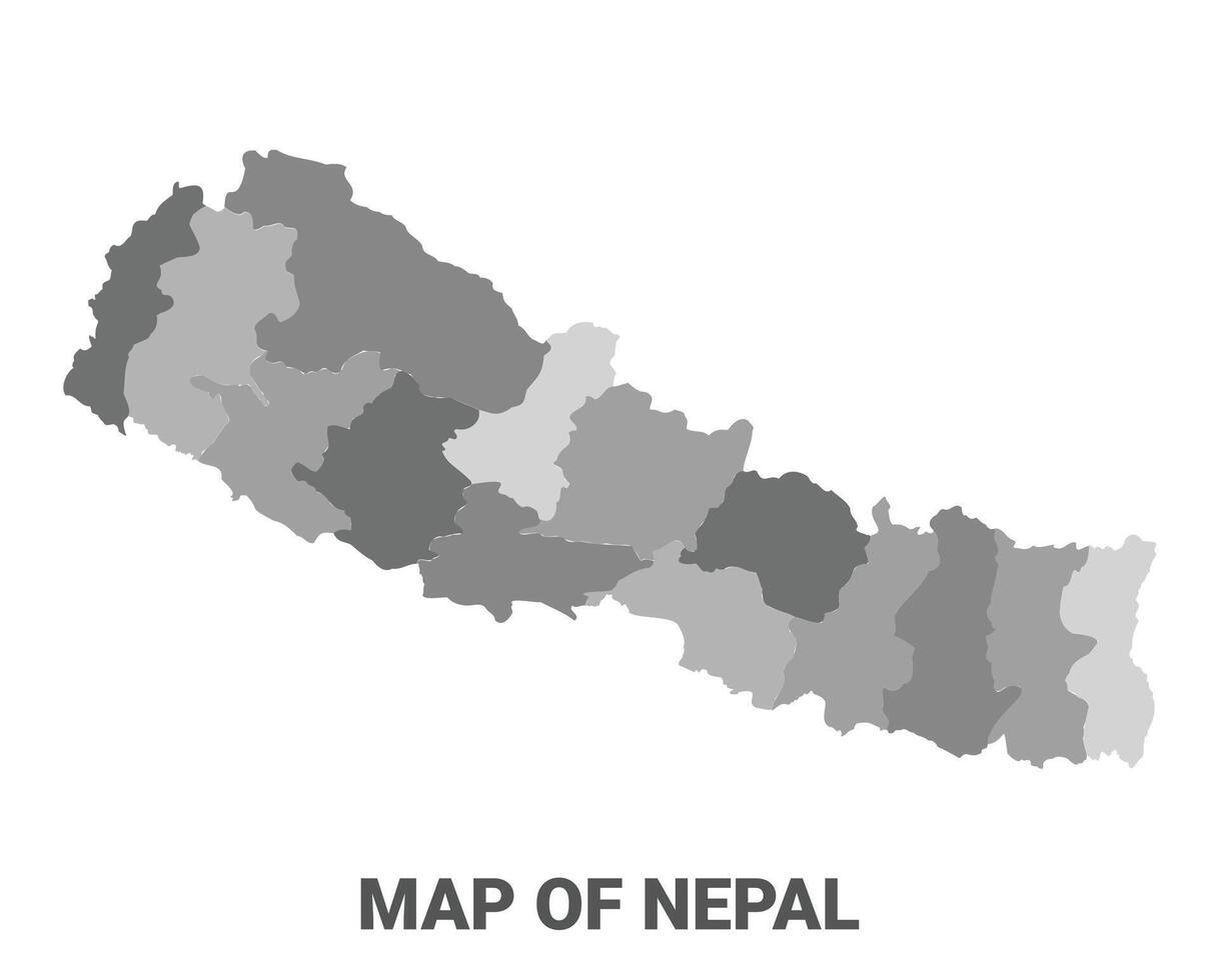 Nepal Greyscale political map simple flat illustration vector