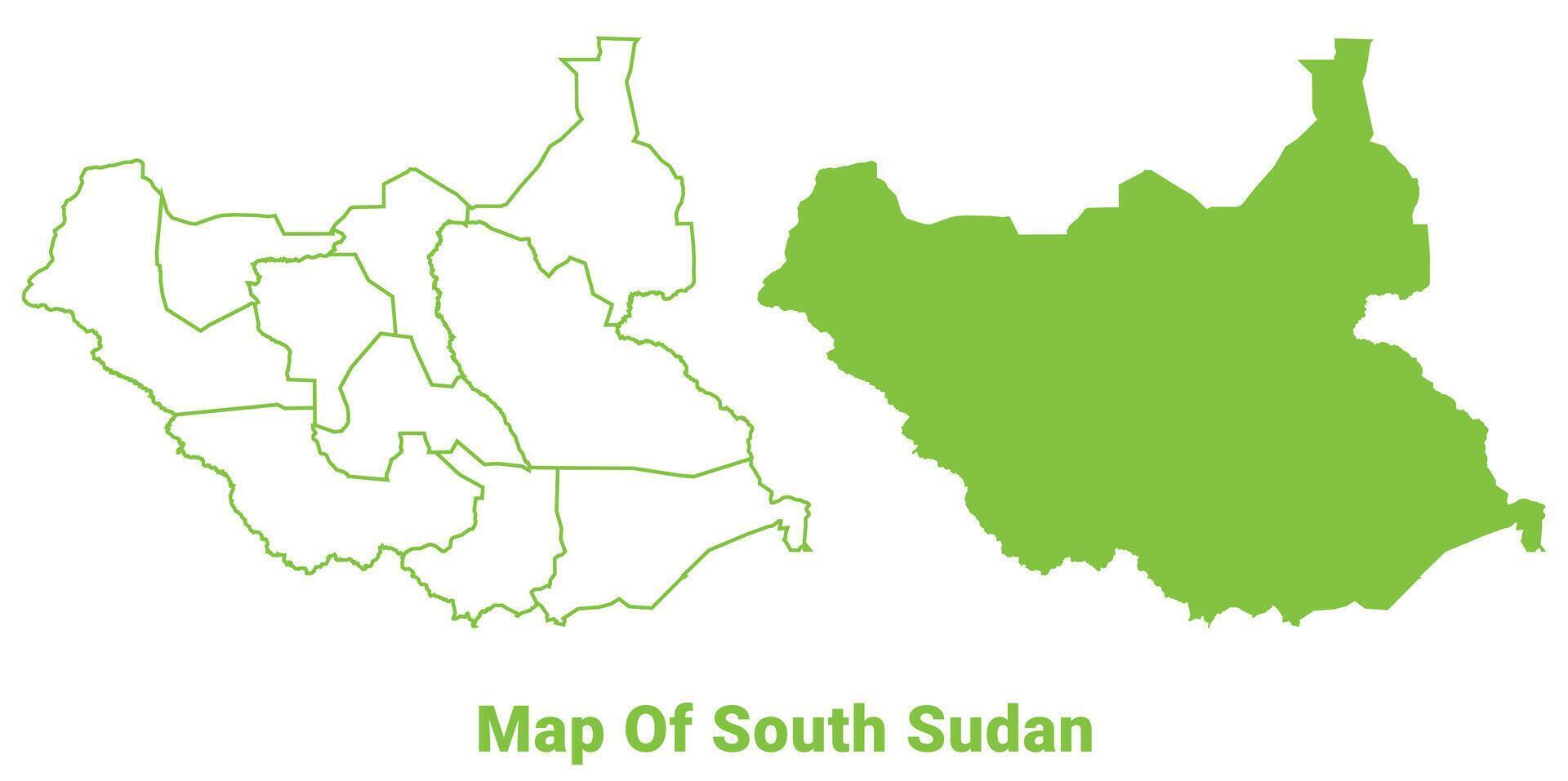 Green South Sudan map outline and flat illustration vector