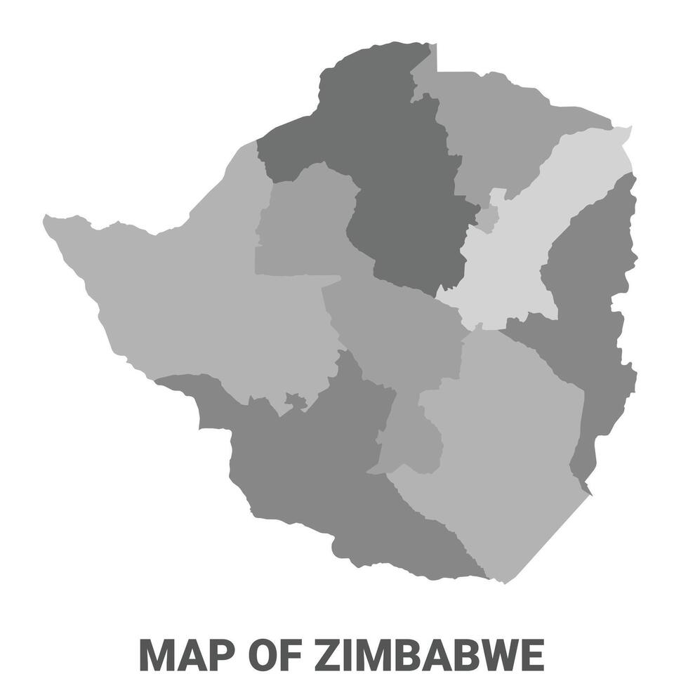 Zimbabwe Greyscale political map simple flat illustration vector