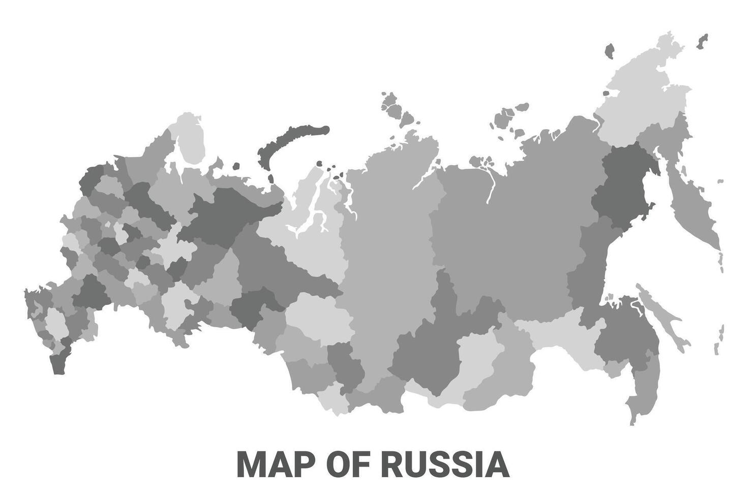 Russia Greyscale political map simple flat illustration vector
