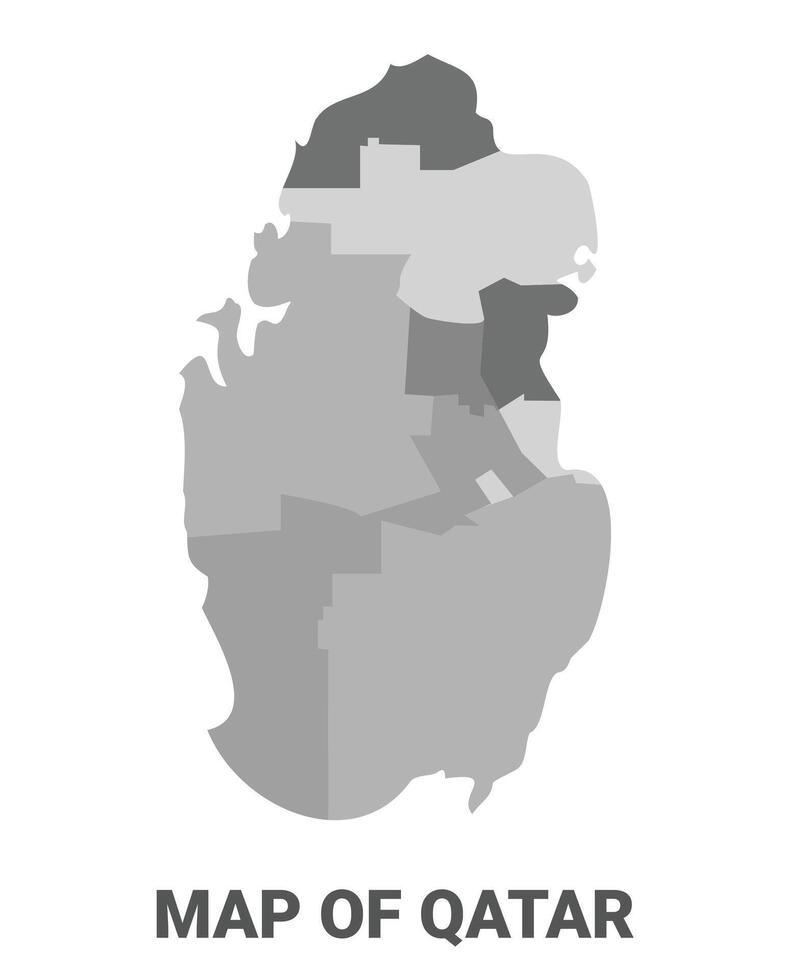 Qatar Greyscale political map simple flat illustration vector