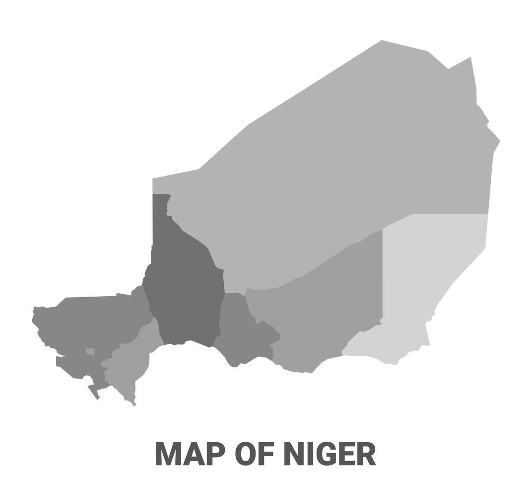 Niger Greyscale political map simple flat illustration vector