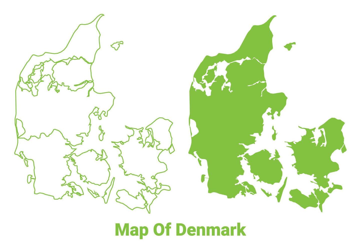 Green Denmark map outline and flat illustration vector