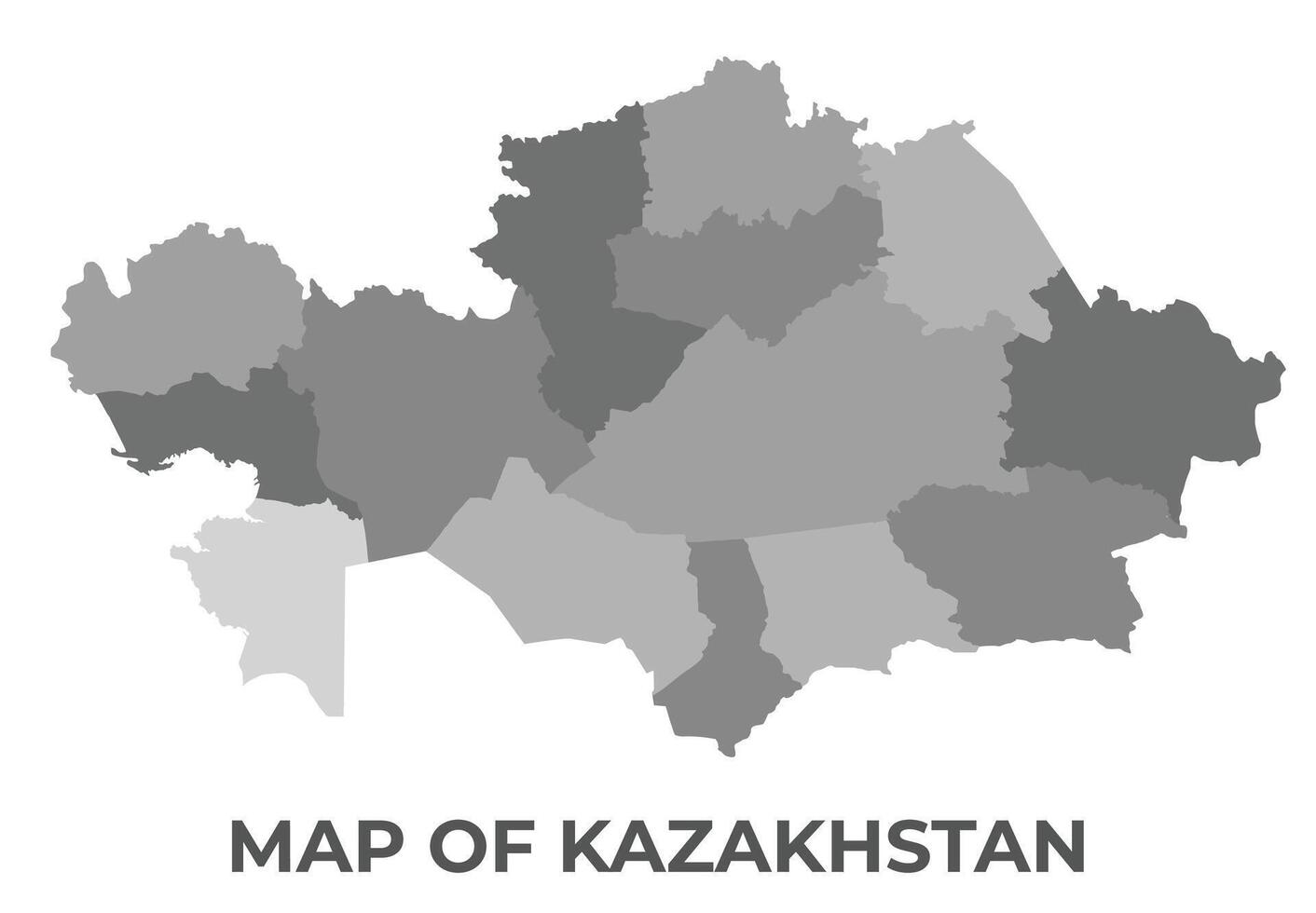 Kazakhstan Greyscale political map simple flat illustration vector