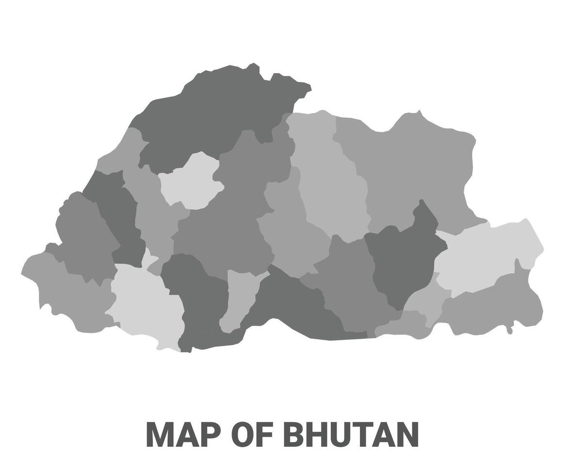 Bhutan Greyscale political map simple flat illustration vector