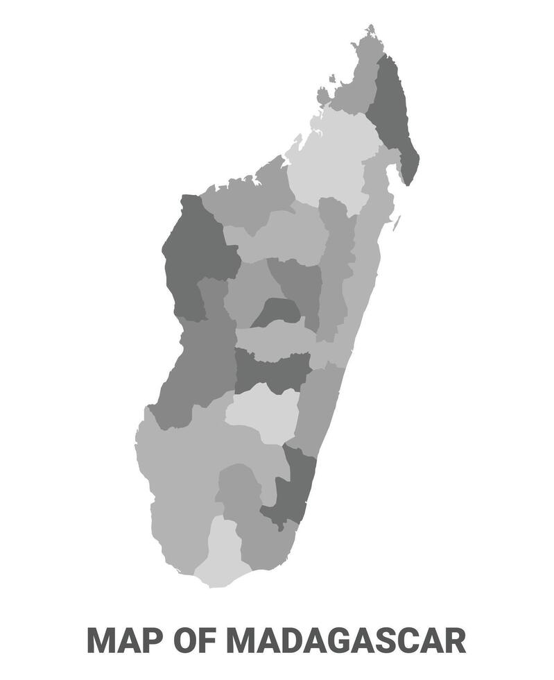Madagascar Greyscale political map simple flat illustration vector