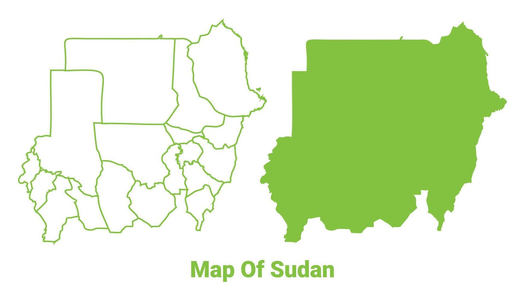 Green Sudan map outline and flat illustration vector